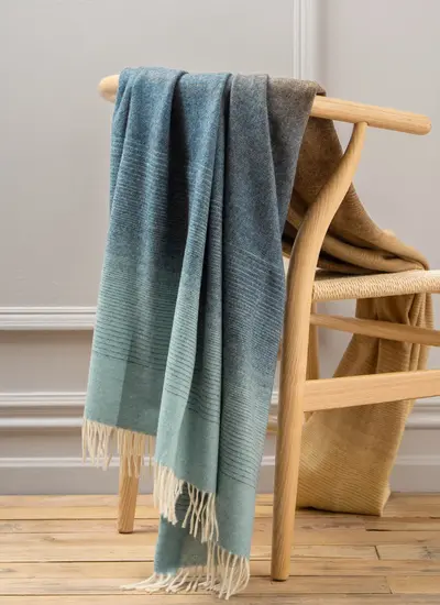 Blue & Yellow Ombre Merino Wool Throw